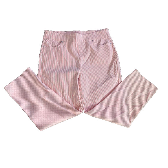 MARIO SERRANI ITALY red & white pin striped women's stretch pants size medium - Picture 1 of 6